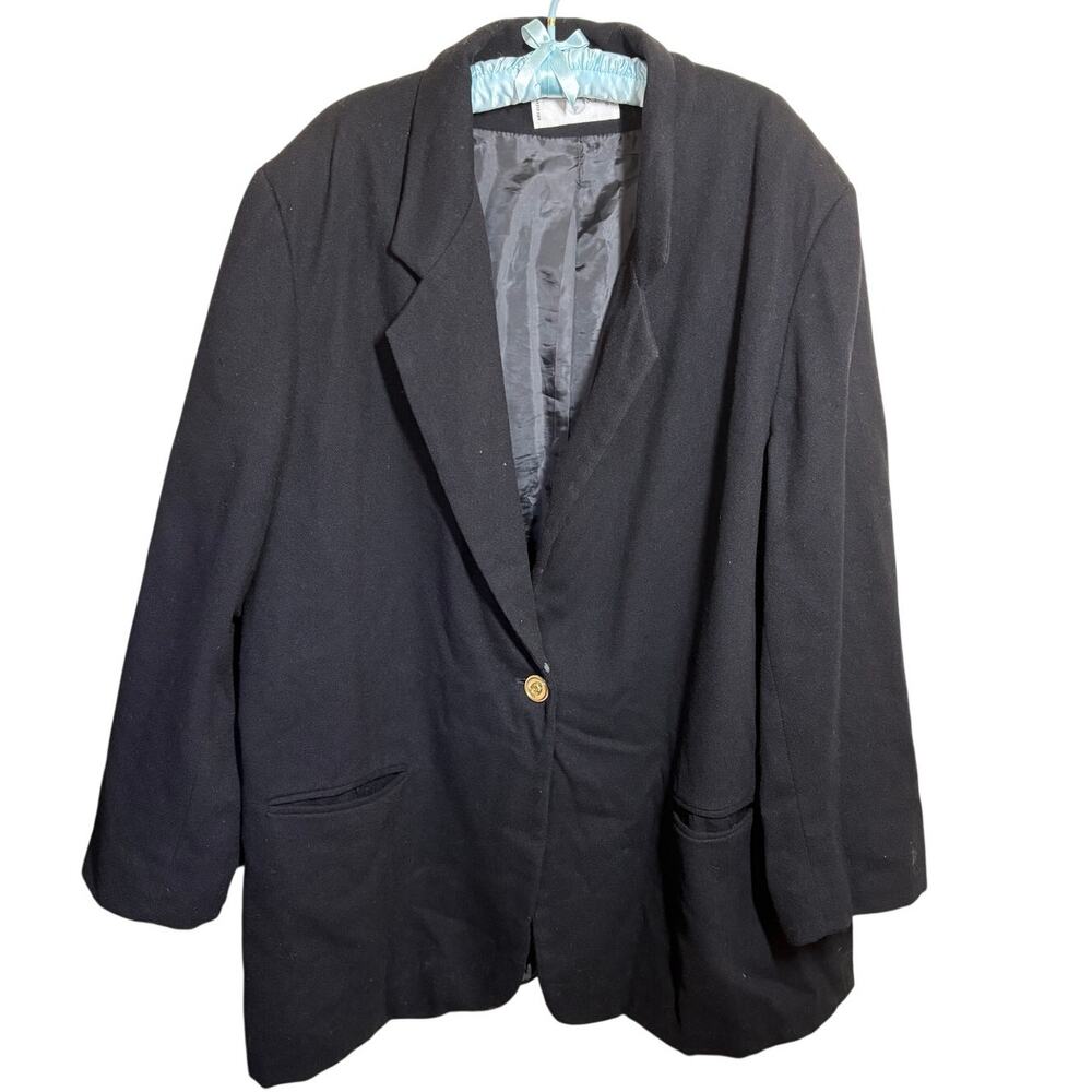 Vintage 80s 90s International Scene Black Gold Crest Button Blazer